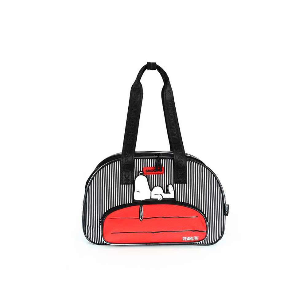 Bolsa de Transporte Up4You Snoopy Listrada Preta para Cães e Gatos