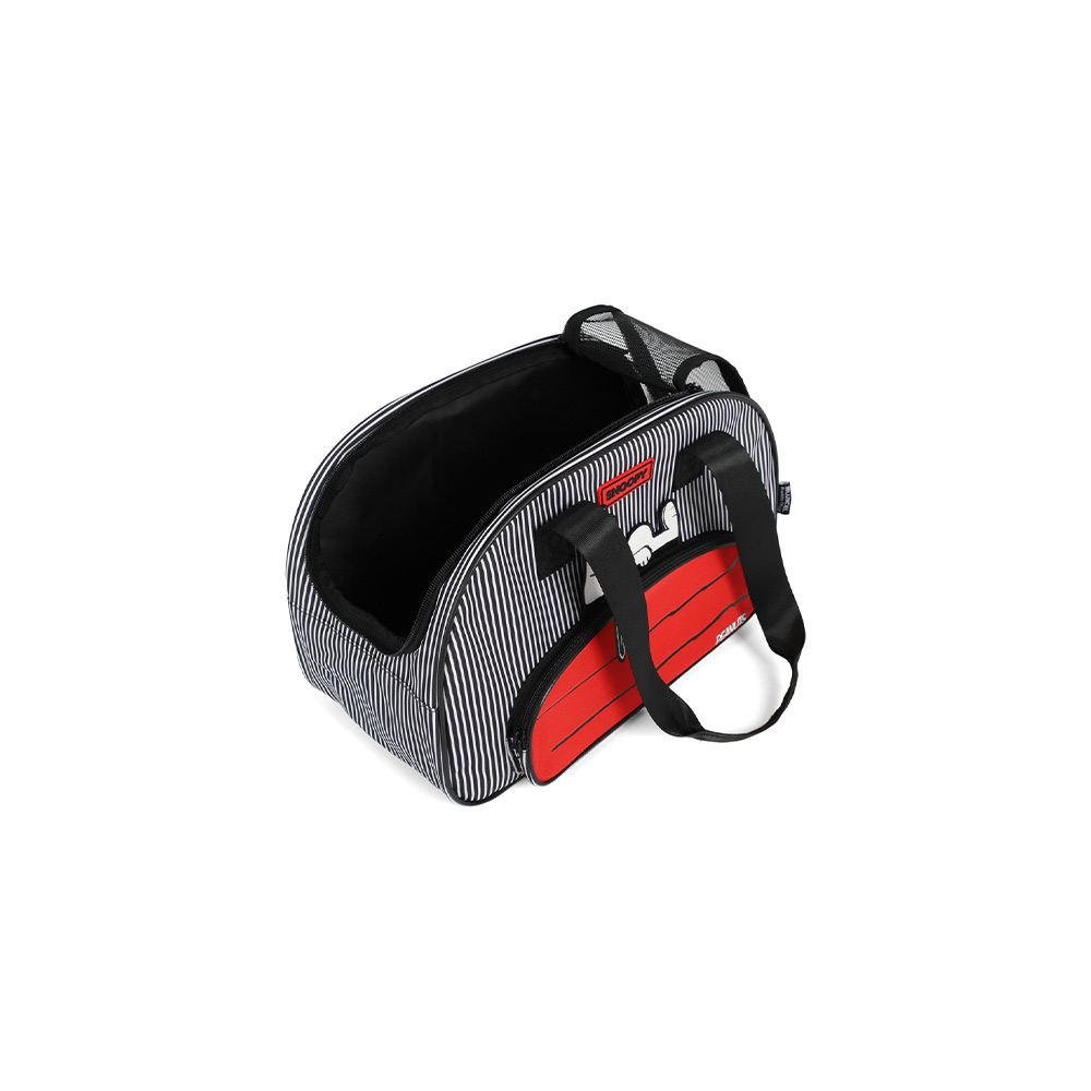 Bolsa de Transporte Up4You Snoopy Listrada Preta para Cães e Gatos