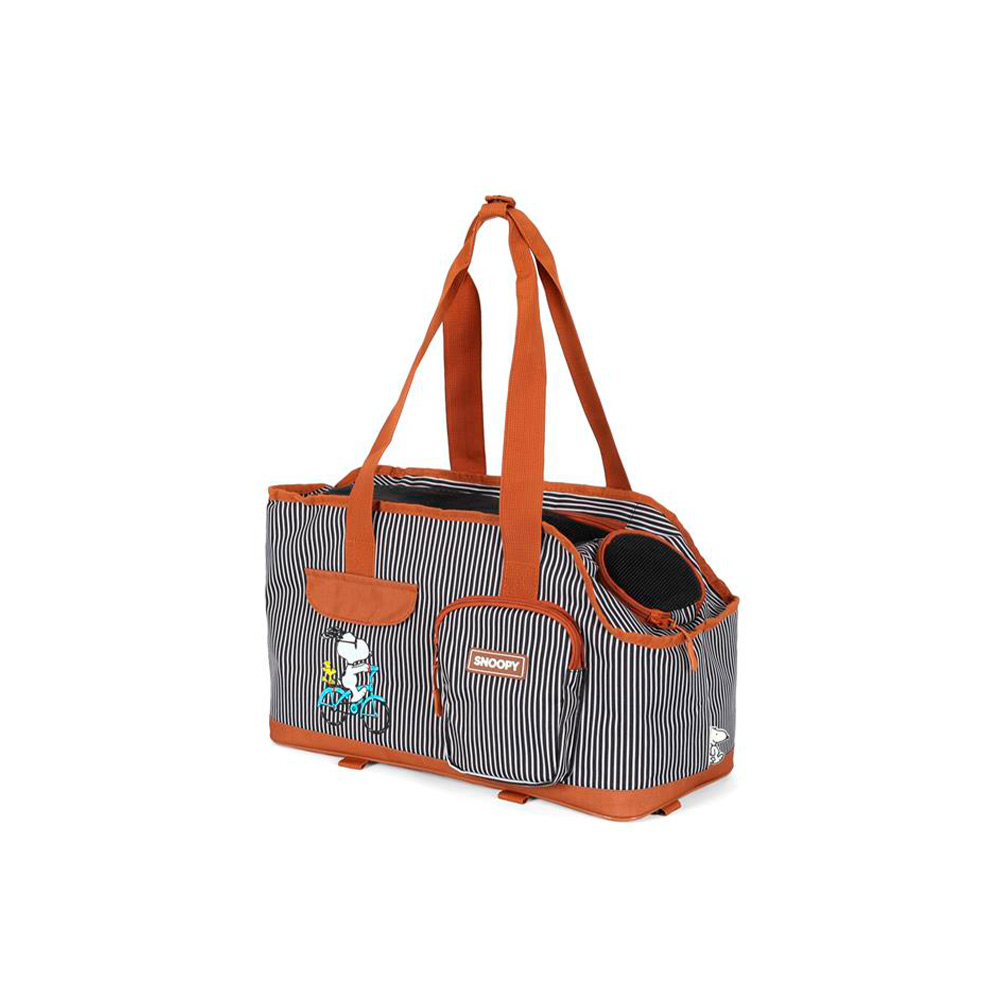 Bolsa de Transporte Up4You Snoopy Listrada Marrom para Cães e Gatos