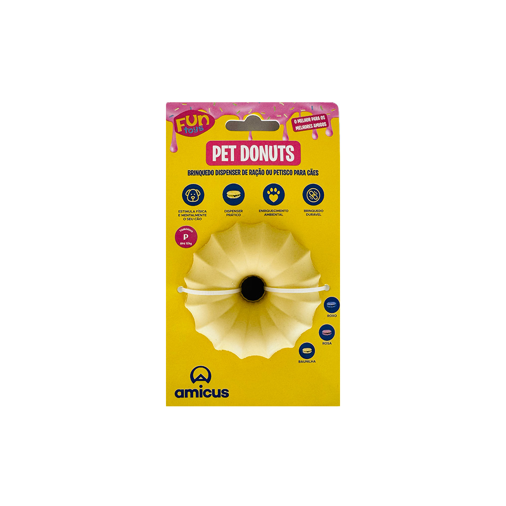Brinquedo Amicus Fun Toys Donuts Baunilha para Cães