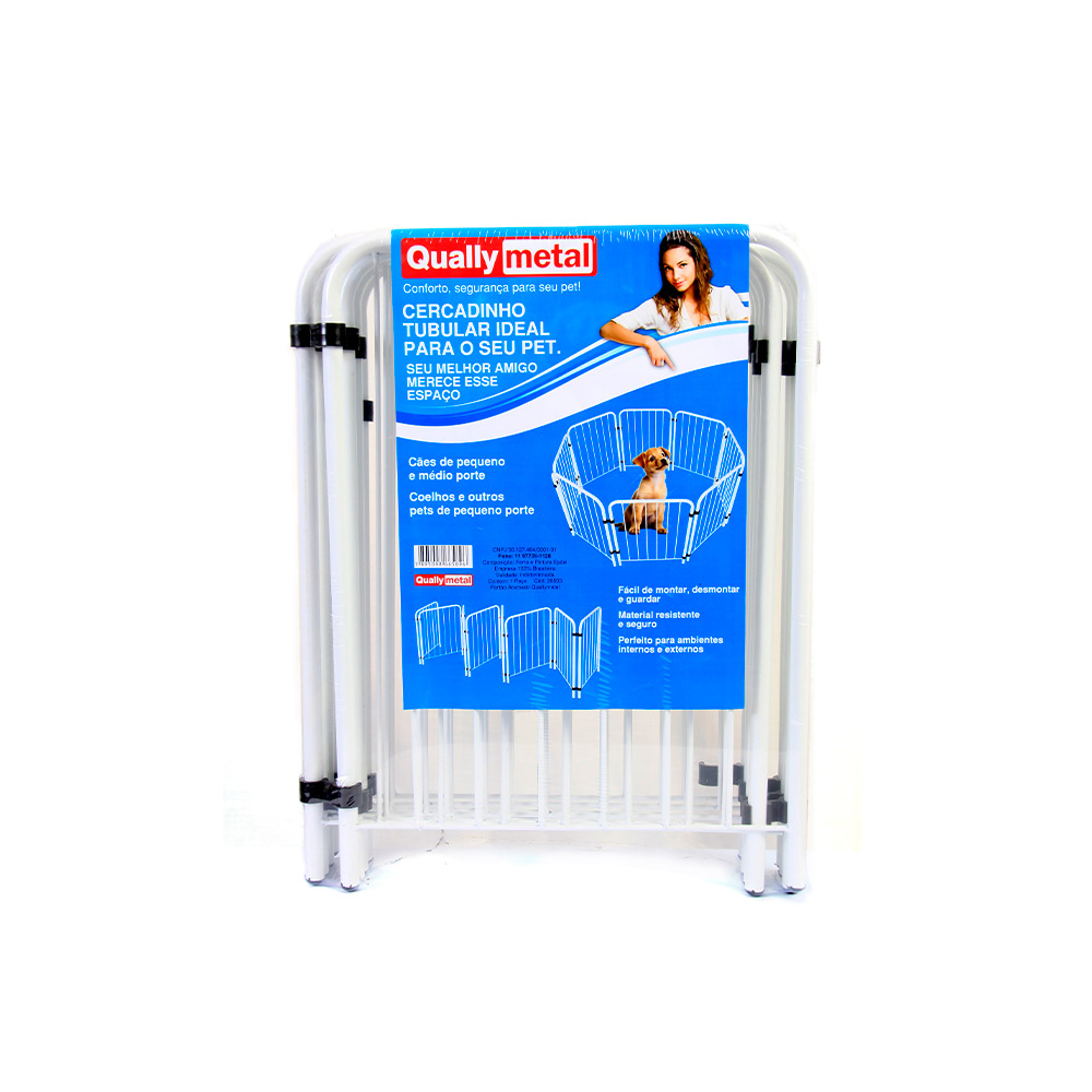 Cercadinho Qually Metal Tubular com 6 Módulos para Cães