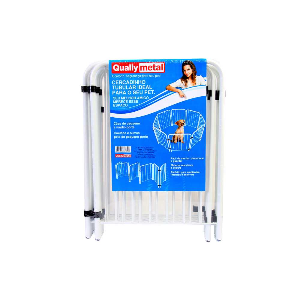Cercadinho Qually Metal Tubular com 8 Módulos para Cães