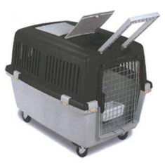 Caixa de Transporte Chalesco Gulliver Cinza Com Rodinhas para Cães e Gatos