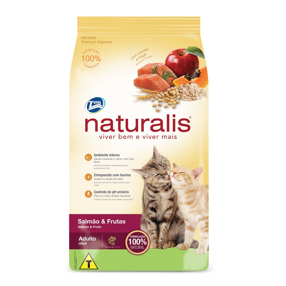 Ração Naturalis para Gatos Adultos Sabor Salmão e Frutas - 10 kg Menor preço em Ração Naturalis para Gatos Adultos Sabor Salmão e Frutas - 10 kg