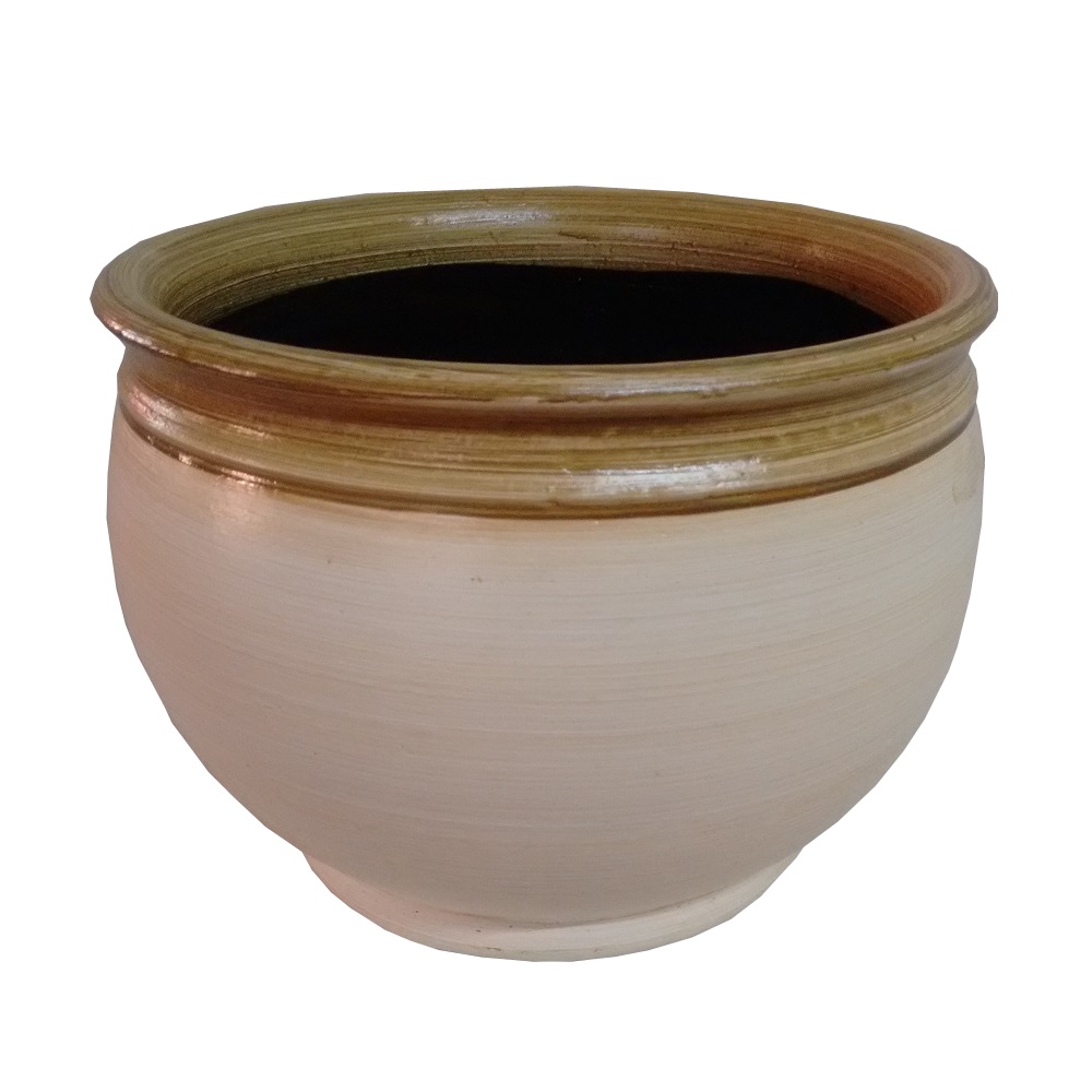 Cachepot de Cerâmica Tupã Imperial Bege Ouro