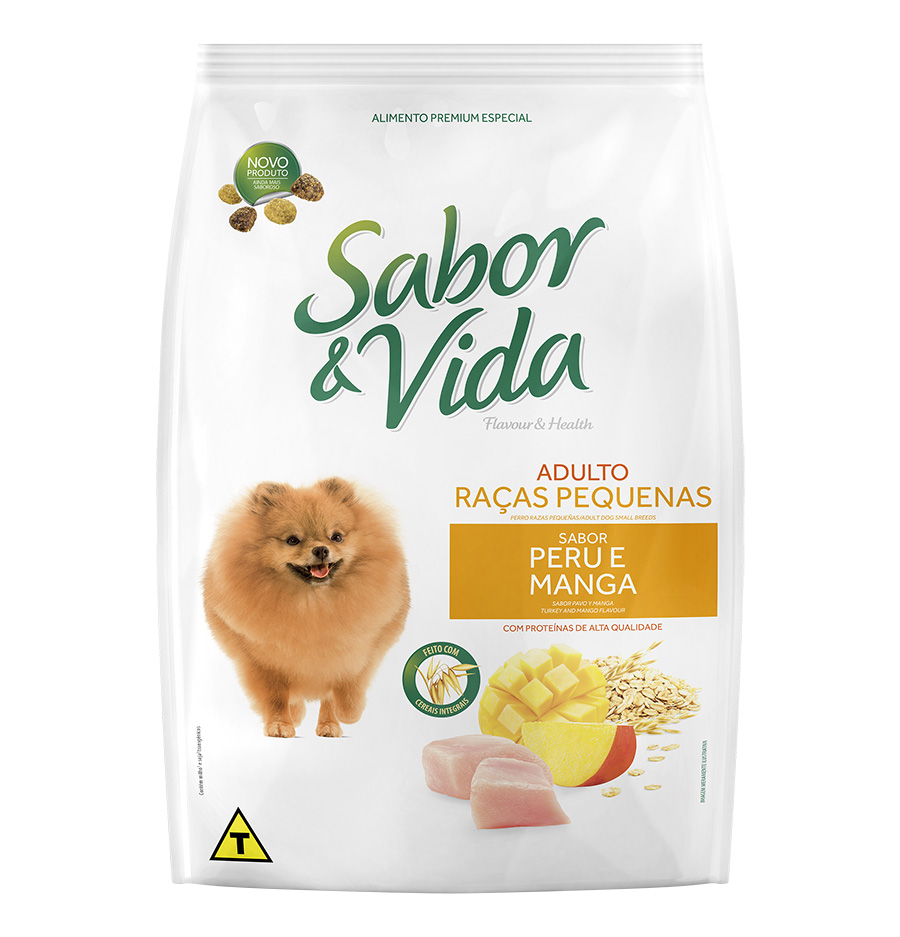 Ração Sabor & Vida para Cães Adultos de Raças Pequenas Sabor Peru e Manga