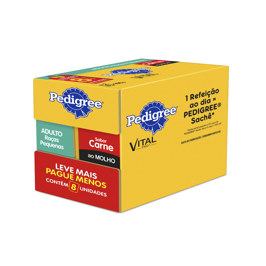 Ração Úmida Pedigree para Cães Adultos de Raças Pequenas Sachê 8un