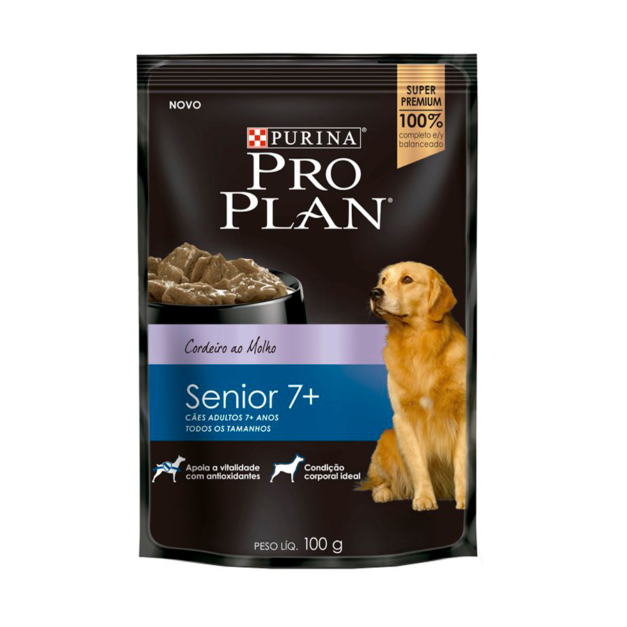 Ração Úmida Pro Plan para Cães Adultos 7+ Sachê sabor Cordeiro 100g
