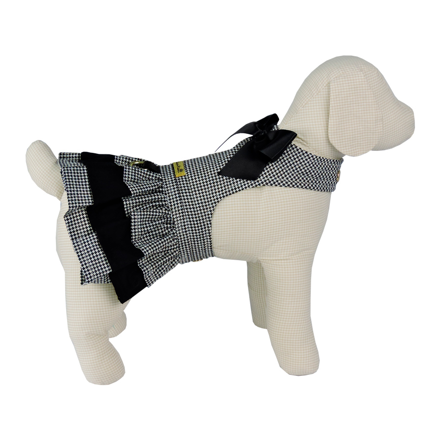 Vestido Mini Pied Bonito pra Cachorro para Cães Preto