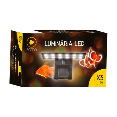 Luminária LED 5W X3 Preta para Aquário Soma - 110 v