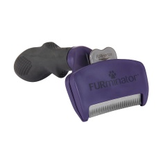 Rasqueadeira Furminator Roxa Média para Gatos de Pelo Curto