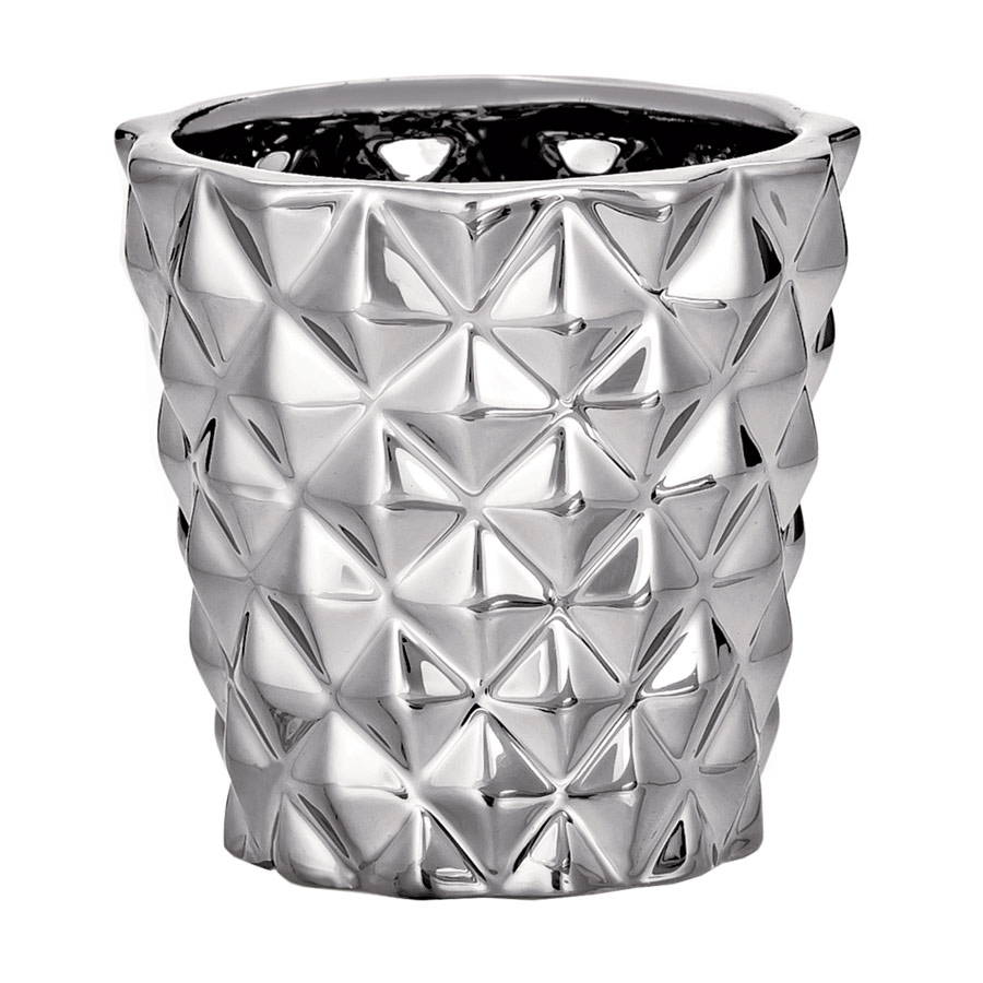Cachepot Mart Losango de Cerâmica Prata