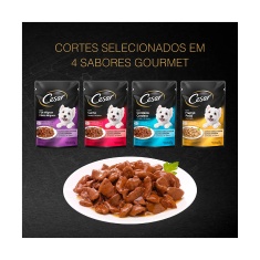 Ração Úmida Cesar Sachê Cortes Selecionados Carne Assada ao Molho para Cães Adultos 85g