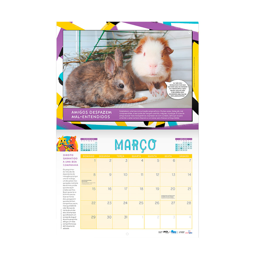 Calendário Petz Coisas de Amigos 2020