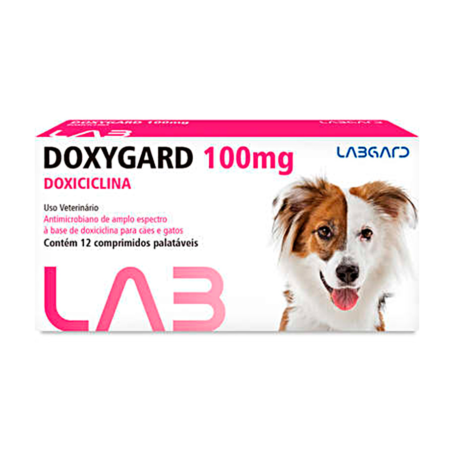 Antimicrobiano DoxyGard Labgard 100mg para Cães e Gatos 12 Comprimidos