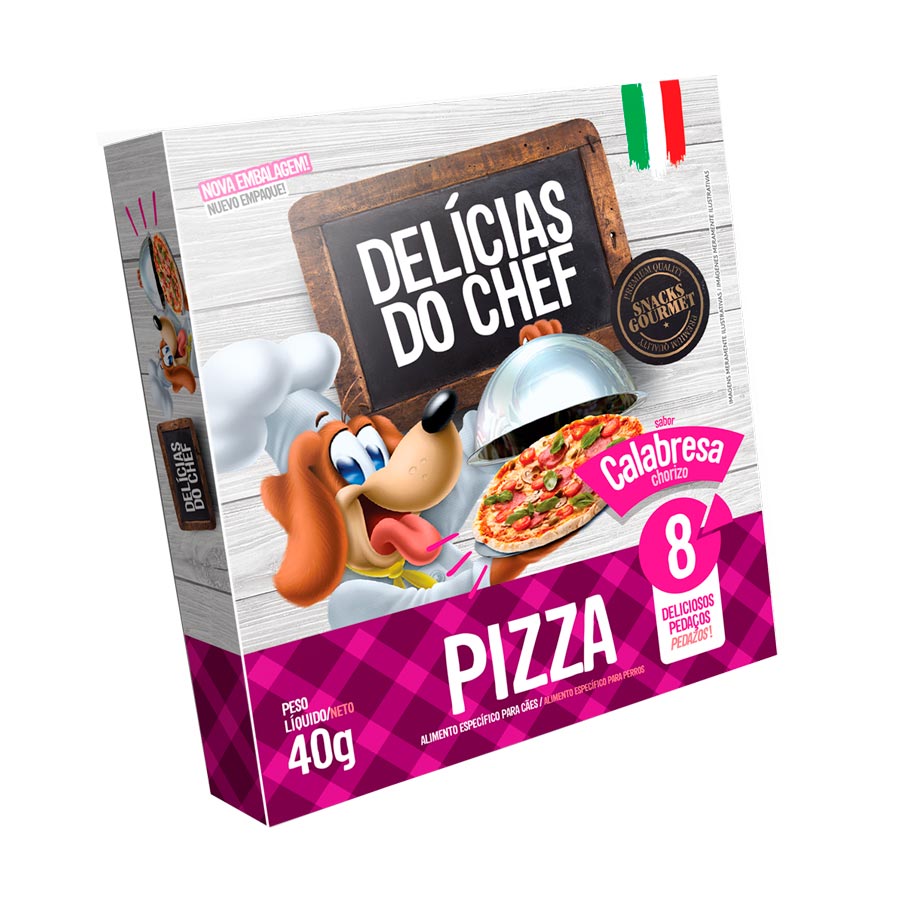 Snack Petitos Delícias de Chef para Cães Sabor Pizza de Calabresa 40g