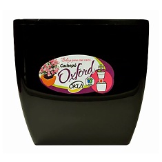 Vaso Okla Oxford Quadrado Preto para Jardim