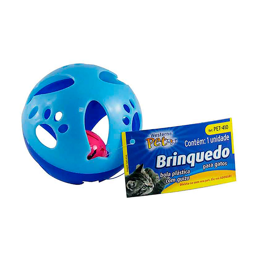 Brinquedo para Gatos Western Bola de Plástico com Guizo - Cores Sortidas