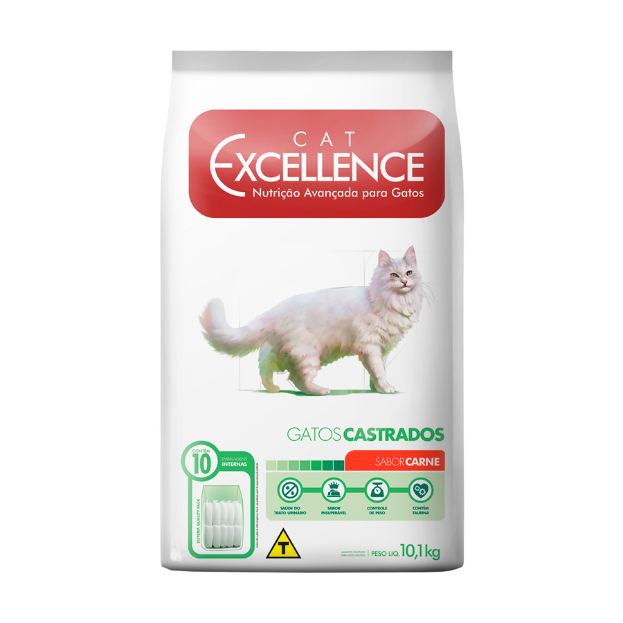 Ração Excellence para Gatos Adultos Castrados Sabor Carne