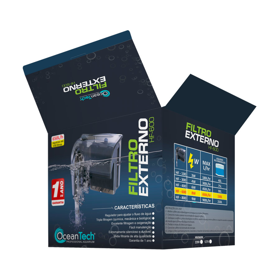 Filtro Externo Ocean Tech HF-0600 650LH para Aquários