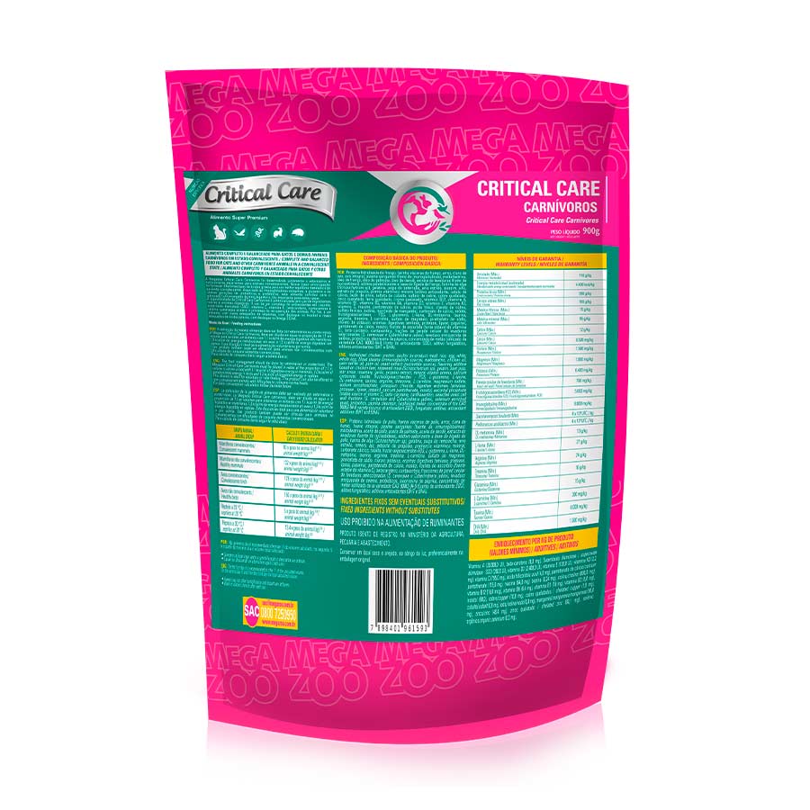 Suplemento Megazoo Critical Care para Gatos e Carnívoro 900g