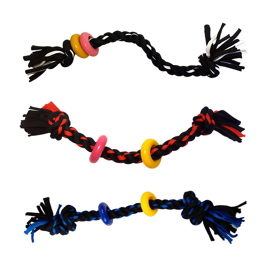 Brinquedo Napi Mordedor Corda Dois Nós e Argola para Cães - Cores Sortidas