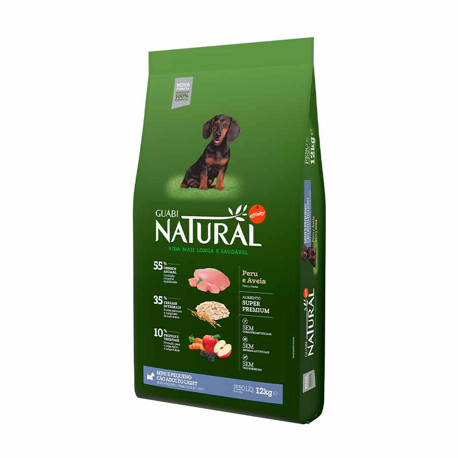 Ração Guabi Natural Light para Cães Adultos de Porte Mini e Pequeno Sabor Peru e Aveia