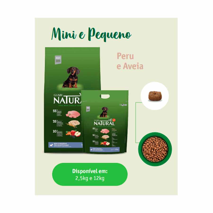 Ração Guabi Natural Light para Cães Adultos de Porte Mini e Pequeno Sabor Peru e Aveia