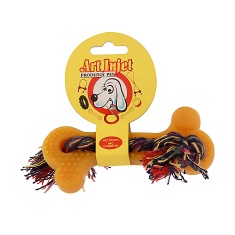 Brinquedo Art Injet Osso Injetado com Corda Anti-Tártaro para Cães - Cores Sortidas