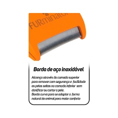 Rasqueadeira Furminator Laranja para Cães de Médio Porte e Pelo Curto