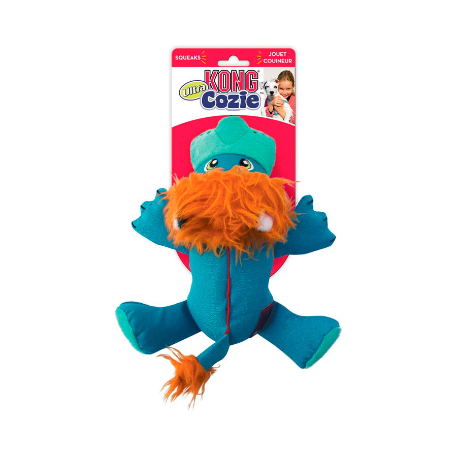 Brinquedo Kong para Cães Cozie Ultra Lucky Lion Azul e Laranja