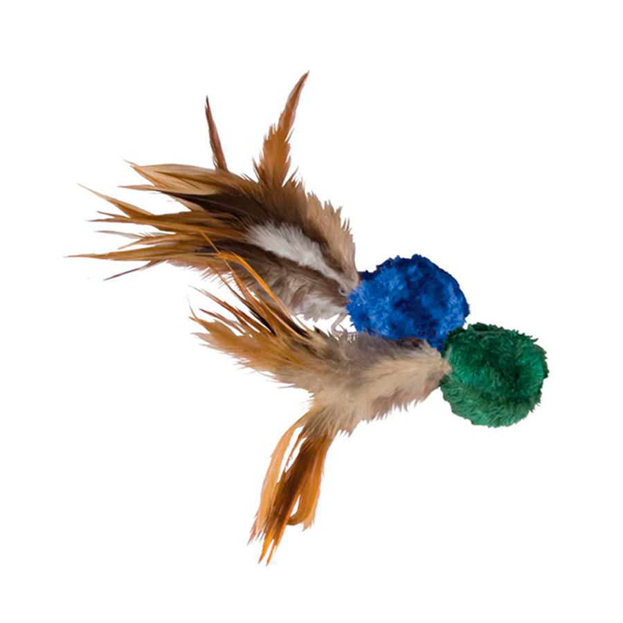Brinquedo Kong para Gatos Crinkle Ball W/ Feathers - Cores Sortidas Brinquedo Kong para Gatos Crinkle Ball W/ Feathers - Cores Sortidas