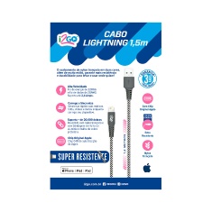 Cabo Lightning I2GO Nylon 1,5m Preto e Branco