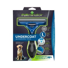 Rasqueadeira Furminator Azul para Cães de Grande Porte e Pelo Longo