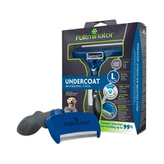 Rasqueadeira Furminator Azul para Cães de Grande Porte e Pelo Longo