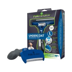 Rasqueadeira Furminator Azul para Cães de Grande Porte e Pelo Curto