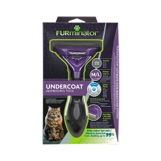 Rasqueadeira Furminator Roxa Média para Gatos de Pelo Longo