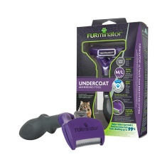 Rasqueadeira Furminator Roxa Média para Gatos de Pelo Longo