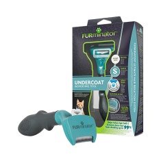 Rasqueadeira Furminator Verde Pequena para Gatos de Pelo Curto