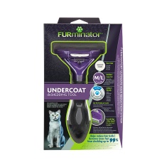 Rasqueadeira Furminator Roxa Média para Gatos de Pelo Curto