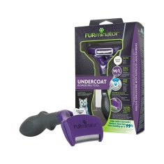 Rasqueadeira Furminator Roxa Média para Gatos de Pelo Curto