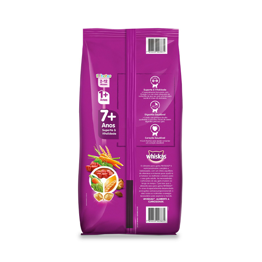 Ração Whiskas para Gatos Adultos 7+ Carne