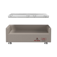 Conjunto Cama Box Pet Sleep Pelmex Luxo Bege e Branco para Cães e Gatos
