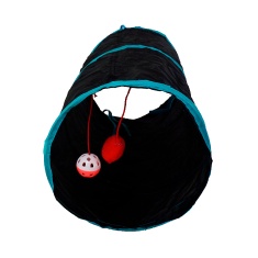 Túnel Dobrável Reto Preto com Bolinha para Gatos Petlon