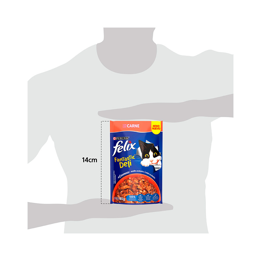 Ração Úmida Nestlé Purina Felix Fantastic Deli para Gatos Adultos Sabor Carne 85g