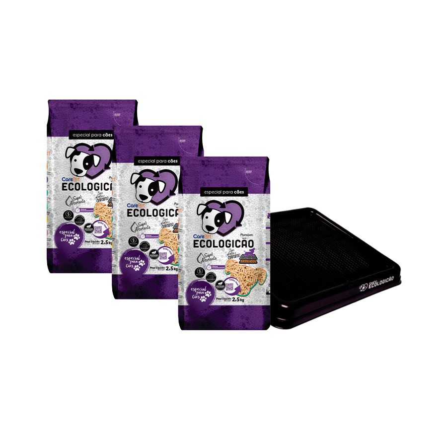 Kit CarePet Ecologicão Granulado de Madeira para Cães 2,5kg com Sanitário