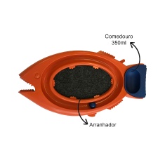 Brinquedo Arranhador DuraPets Durafish 3 em 1 Laranja para Gatos