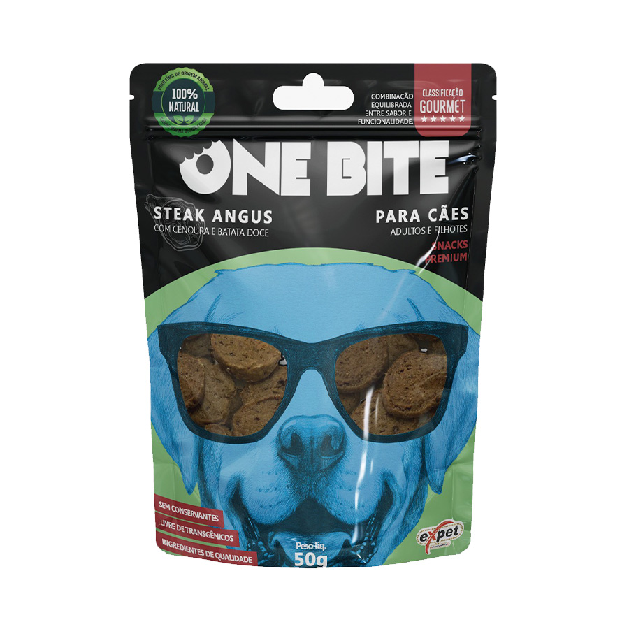 Petisco One Bite para Cães Sabor Angus com Cenoura e Batata Doce 50g