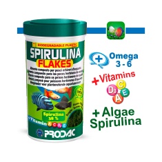 Alimento Prodac Spirulina Flakes para Peixes 50g