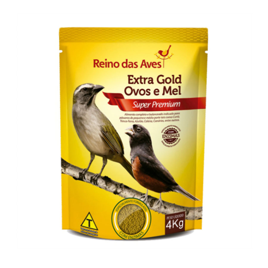 Ração Reino das Aves Extra Gold Ovos e Mel para Pássaros